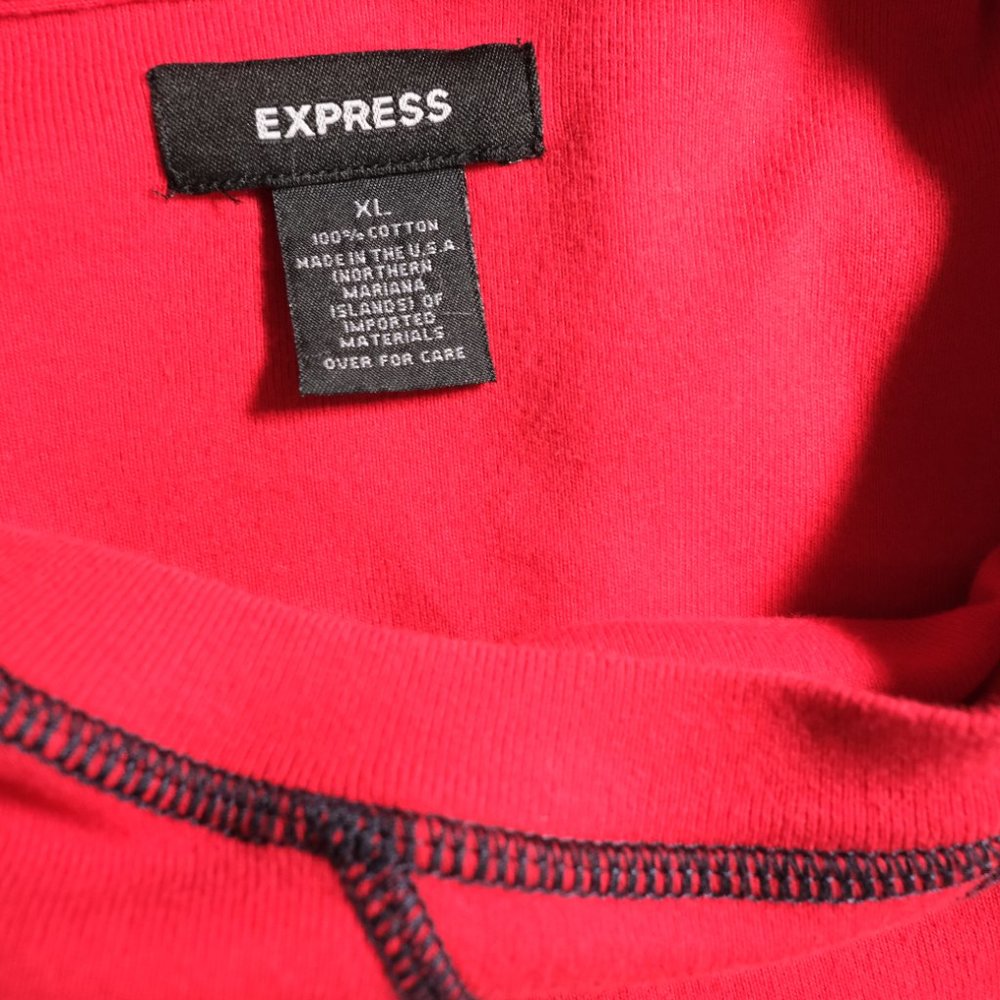 Express Men's XL Vintage U.S.A. Made Sweater - Red 100% Cotton - Picture 5 of 5